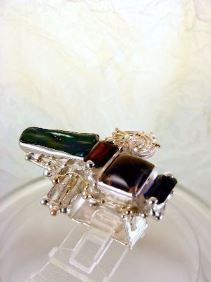 Григорій Пира Піро Стерлінгового Дизайн Перстень з Срібла і 14-Каратного Золота з Каменями 7439