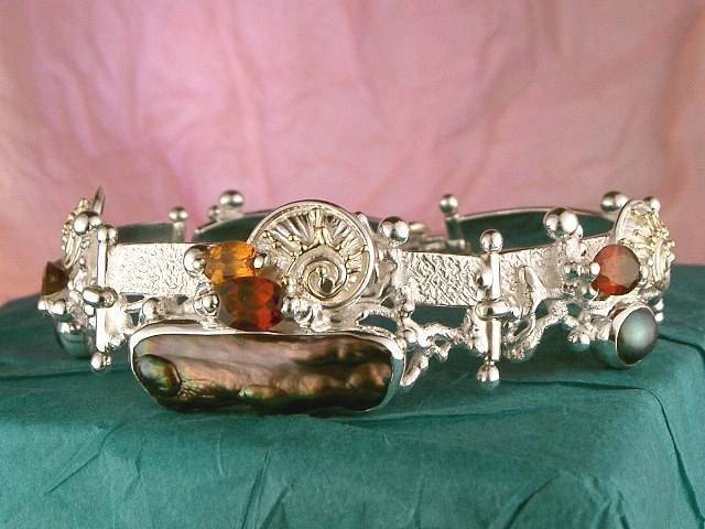 Gregory Pyra Piro #Armband Sterlingsilber und Gold mit Edelsteinen Unikat Nr. 1040