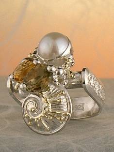 ručně vyrobene prstýnky přívěsky, umělecké šperky v Prazě od umělec Gregory Pyra Piro, prsten přívěsek 3382