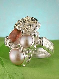 anillo plata de ley y oro 585 con piedras de moda, anillo para mujeres de plata de ley con piedras, joyas de autor plata de ley con piedras para mujeres, anillo #Colgante 1736