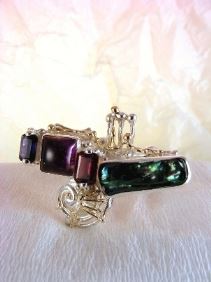 auction house with fine jewellery and collectible items, where to buy fine craft gallery mixed metal reticulated and soldered ring, Gregory Pyra Piro artisan reticulated and soldered ring 7439
