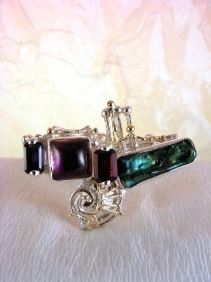 Gregory Pyra Piro One of a Kind Original #Handmade #Sterling #Silver and #Gold #Amethyst and #Garnet #Ring 7439
