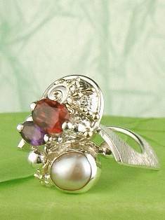 Gregory Pyra Piro One of a Kind Original #Handmade #Sterling #Silver and #Gold #Amethyst and #Garnet #Ring 8582