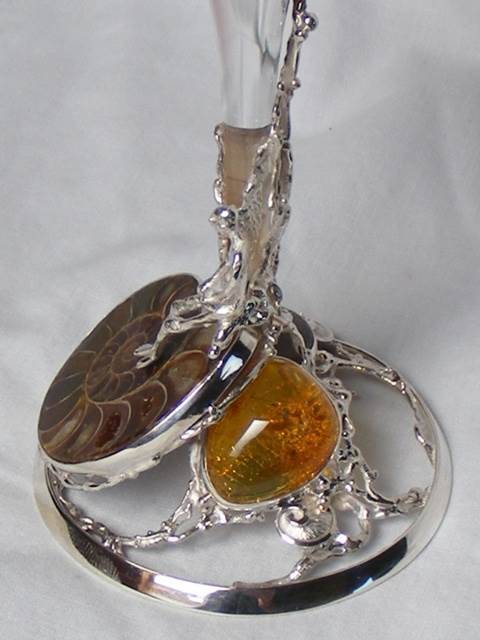 gregory pyra piro chalice with amber and garnet, gregory pyra piro chalice with ammonite and amber, gregory pyra piro chalice with silver and gold, gregory pyra piro chalice with amber and pearls