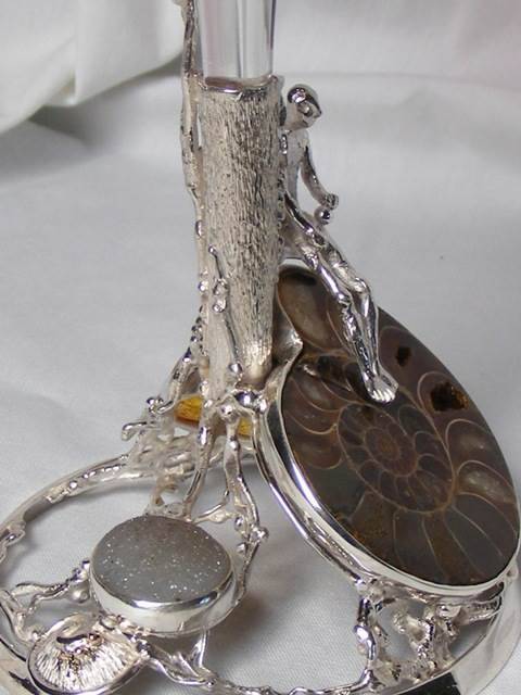 gregory pyra piro chalice with amber and garnet, gregory pyra piro chalice with ammonite and amber, gregory pyra piro chalice with silver and gold, gregory pyra piro chalice with amber and pearls