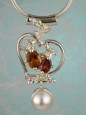 artisan made handcrafted jewelry,, jewellery with colour stones, jewellery with natural gemstones, jewellery with real pearls, where to buy jewellery for mature womens, jewellery from mixed metals with gemstones,  #Pendant #9208