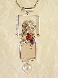 Gregory Pyra Piro One of a Kind Original #Handmade #Sterling #Silver and #Gold #Amethyst and #Garnet #Pendant 1515