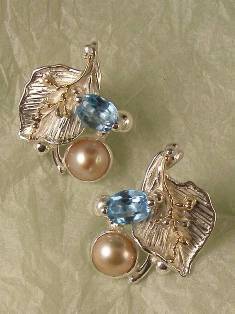 where to buy solder and reticulated mixed metal earrings, where to buy reticulated and soldered earrings with natural gemstones, Gregory Pyra Piro earrings 3821
