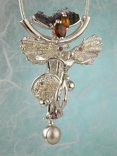 Gregory Pyra Piro One of a Kind Original #Handmade #Sterling #Silver and #Gold #Amethyst and #Garnet #Pendant 3945