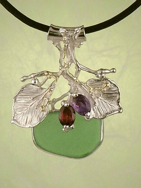 Gregory Pyra Piro One of a Kind Original #Handmade #Sterling #Silver and #Gold #Amethyst and #Garnet #Pendant 4397