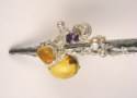 gregory pyra piro paper knife, paper knife from silver and gold, gregory pyra piro paper knife with amber and pearls, gregory pyra piro paper knife with amber and amethyst