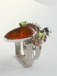 artisan made handcrafted jewelry,, jewellery with colour stones, jewellery with natural gemstones, jewellery with real pearls, where to buy jewellery for mature womens, jewellery from mixed metals with gemstones,  #Amber #Ring 4002