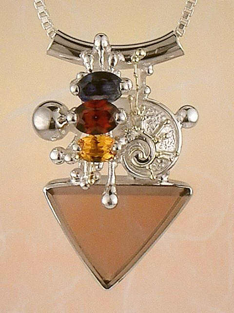 gregory pyra piro art jewellery, silver and gold jewellery with gemstones, gold and silver jewellery with gemstones and pearls, #Pendant 5374