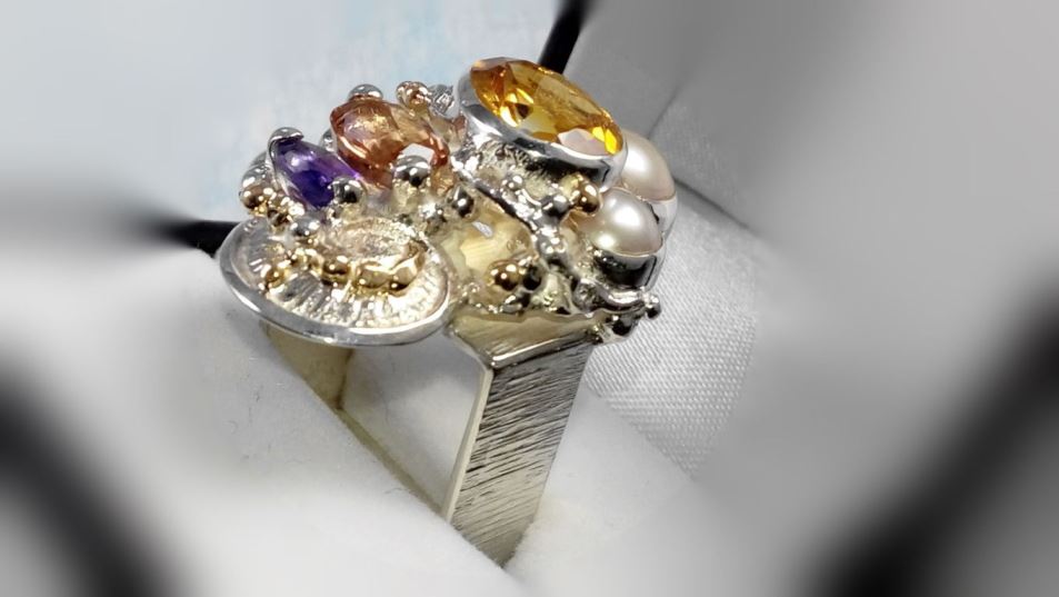 original maker's handcrafted jewellery, gregory pyra piro ring 4291, mixed metal jewelry, 14k gold and silver, sterling silver and 14 karat gold, artist with own style, unique style jewelry, silver and gemstone jewelry, gemstone and pearl jewelry, gold and color gemstone jewelry, citrine, tourmaline, amethyst, pearl, art nouveau inspired fashion jewelry, jewellery with natural pearls and semi precious stones, contemporary jewelry from silver and gold, art jewellery with colour stones, contemporary jewelry with pearls and color stones, jewellery made from silver and gold with natural pearls and natural gemstones, shopping for diamonds and designer jewellery, accessories with color stones and pearls, artisan handcrafted jewellery with natural gemstones and natural pearls, jewelry made first hand, art and craft gallery artisan handcrafted jewellery for sale, jewellery with ocean and seashell theme