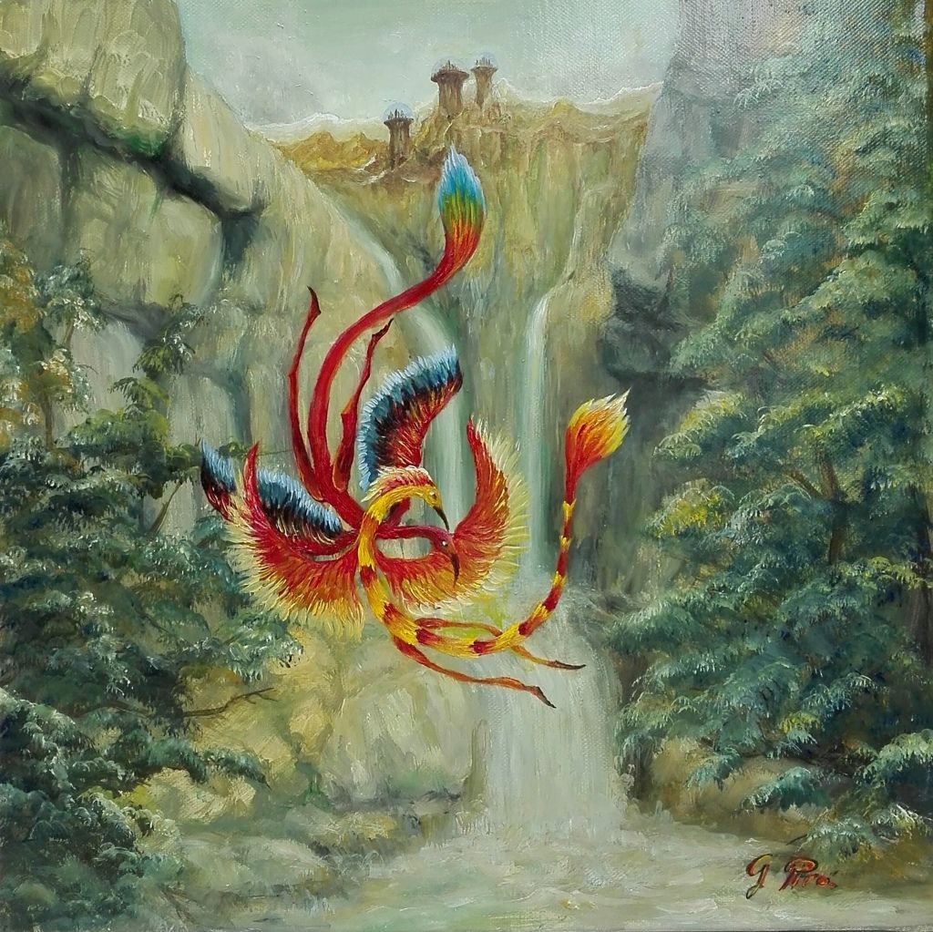 gregory pyra piro, artwork, fusion, nature, surrealism, landscape, distant planet, solar system, flying dragons, biodomes, buttes, waterfalls, lakes, bushes, signature